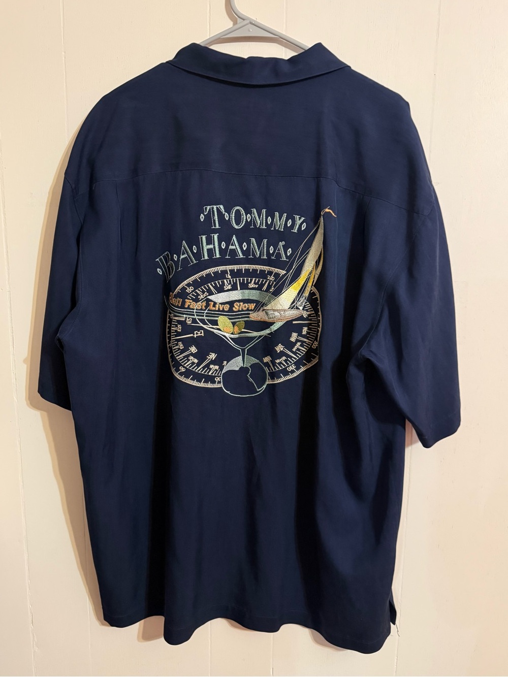 Tommy Bahama Navy Short-Sleeve Camp Collar Button-Down